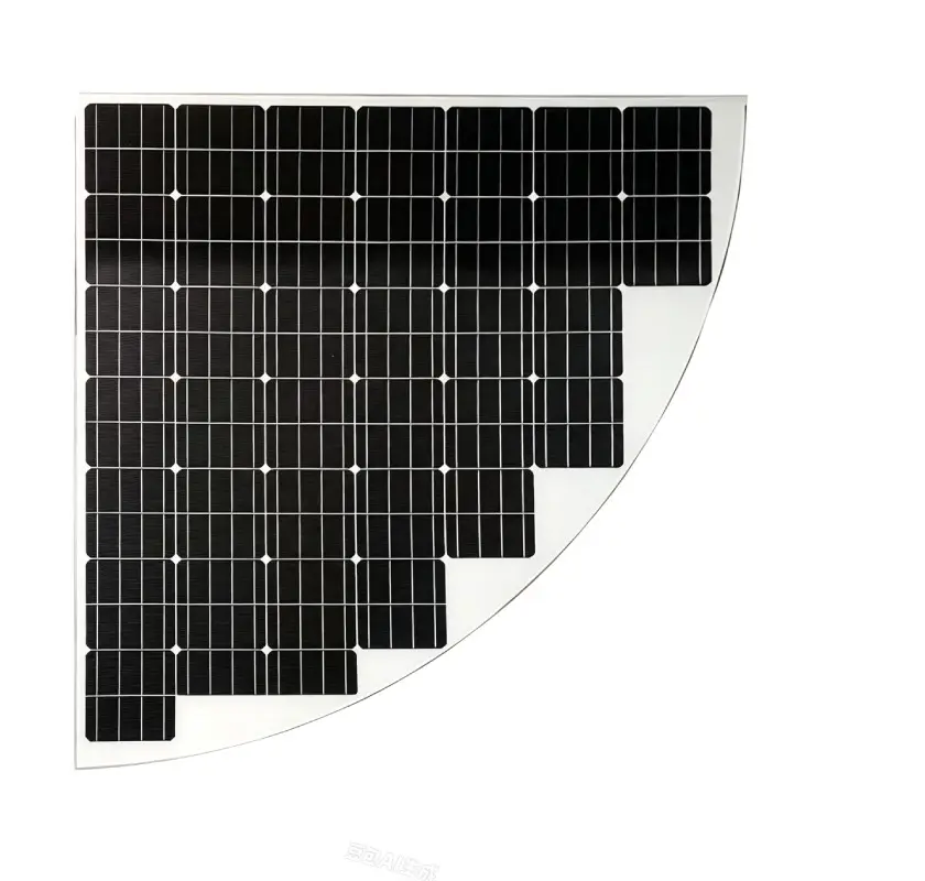 FLG-200W-90° 200W 90-Degree Quarter-Circle Glass Solar Panel for Solar Street Lights